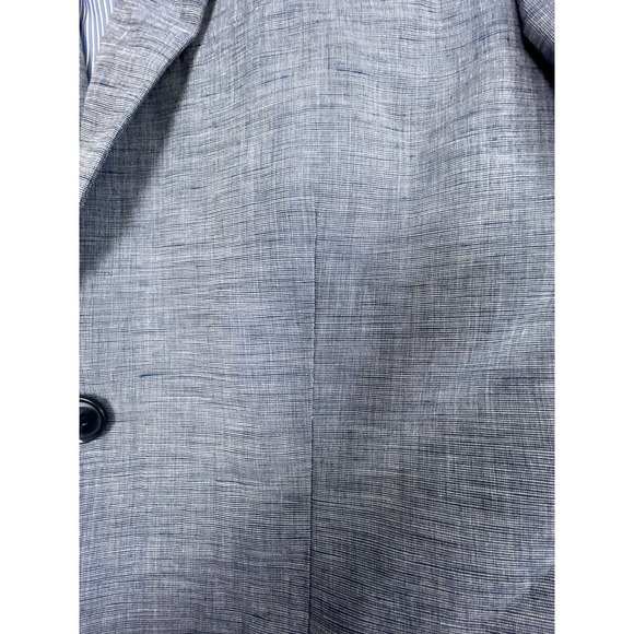 Jones New York Linen Blend Blazer Mens 44L Blue Windowpane Grid Check Sport Coat - Picture 4 of 10